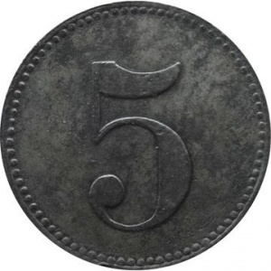 Реверс монеты Германия, 5 пфеннигов, 1917, Тюремный лагерь Мюнзинген