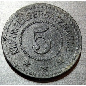Реверс монеты Германия, 5 пфеннигов, 1917, Частный выпуск - Известняковый и сланцевый карьер
