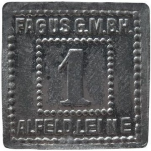 Аверс монеты Германия, 1 пфенниг, 1917, Частный выпуск - Фабрика "Fagus" обувных колодок и штамповочных ножей
