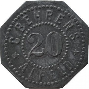 Аверс монеты Германия, 20 пфеннигов, 1917, Частный выпуск - Фабрика "Behrens" обувных колодок и штамповочных ножей