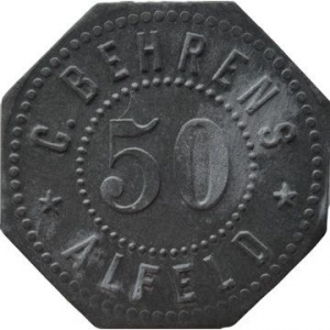 Аверс монеты Германия, 50 пфеннигов, 1917, Частный выпуск - Фабрика "Behrens" обувных колодок и штамповочных ножей