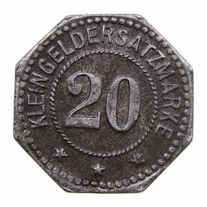 Реверс монеты Германия, 20 пфеннигов, 1917, Частный выпуск - Плетение из плюша и бархата. Железо, магнетик