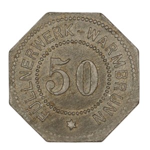 Аверс монеты Германия, 50 пфеннигов, 1917, Частный выпуск - Машиностроительный завод. Железо, магнетик