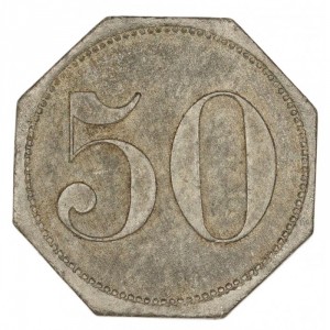 Реверс монеты Германия, 50 пфеннигов, 1917, Частный выпуск - Машиностроительный завод. Железо, магнетик