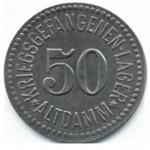 Аверс монеты Германия, 50 пфеннигов, 1914, Лагерь для военнопленных. Железо, магнетик