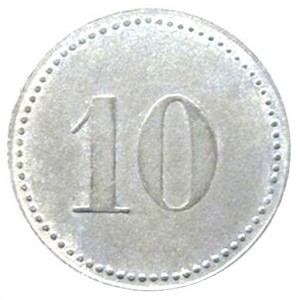Реверс монеты Германия, 10 пфеннигов, 1917, Частный выпуск - Пивоварня. Алюминий /белый цвет/