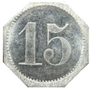 Реверс монеты Германия, 15 пфеннигов, 1920, Частный выпуск - Кафе Kaiser. Форма - 8-угольник