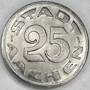 Аверс монеты Германия, 25 пфеннигов, 1920, Медведь. C ободом над медведем. Год на реверсе