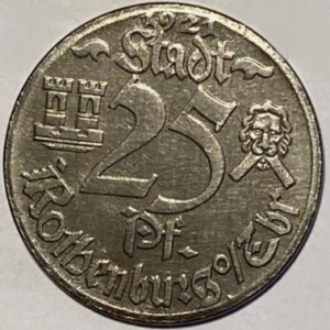 Аверс монеты Германия, 25 пфеннигов, 1921, Фонтан Гертериха /25 Pf/
