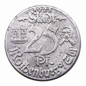 Реверс монеты Германия, 25 пфеннигов, 1921, Санкт-Вольфганг /25 Pf/