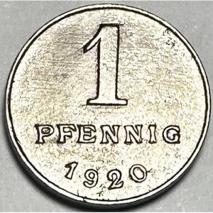 Реверс монеты Германия, 1 пфенниг, 1920