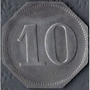 Реверс монеты Германия, 10 пфеннигов, 1917, Частный выпуск - Хлопчатобумажная фабрика. Железо, магнетик