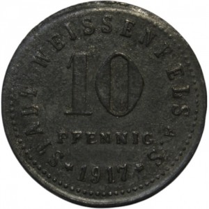 Реверс монеты Германия, 10 пфеннигов, 1917, Рубчатый гурт