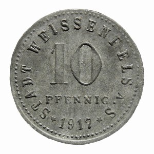 Реверс монеты Германия, 10 пфеннигов, 1917, Гладкий гурт