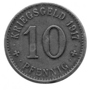 Реверс монеты Германия, 10 пфеннигов, 1917, Цинк, не магнетик