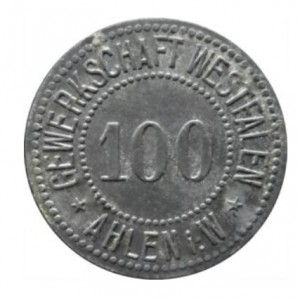 Аверс монеты Германия, 100 пфеннигов, 1914, Частный выпуск - Угольная шахта. Без надчекана