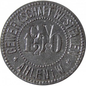 Аверс монеты Германия, 100 пфеннигов, 1914, Частный выпуск - Угольная шахта. С надчеканом "CV 28"