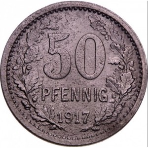 Реверс монеты Германия, 50 пфеннигов, 1917, Цинк, не магнетик. Гладкий гурт