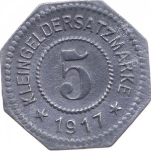Реверс монеты Германия, 5 пфеннигов, 1917, Дата на реверсе