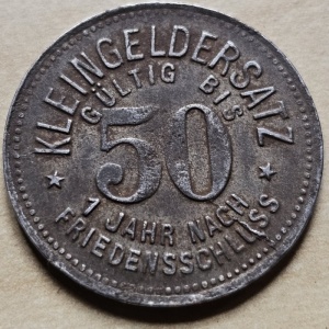 Реверс монеты Германия, 50 пфеннигов, 1918, Железо, магнетик