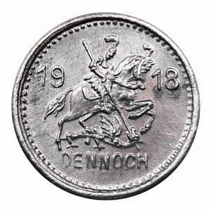 Реверс монеты Германия, 1 пфенниг, 1918, Частный выпуск - Добыча и выплавка медного сланца. Железо, магнетик
