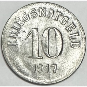 Реверс монеты Германия, 10 пфеннигов, 1917, Железо, магнетик