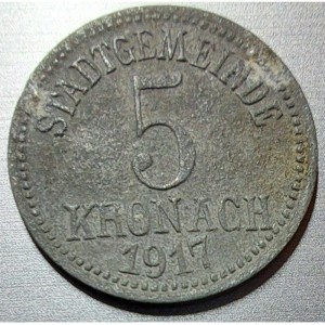 Аверс монеты Германия, 5 пфеннигов, 1917, Железо, магнетик
