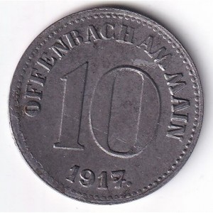 Аверс монеты Германия, 10 пфеннигов, 1917, Железо, магнетик