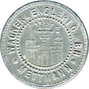 Аверс монеты Германия, 10 пфеннигов, 1918, Частный выпуск - Горно-металлургический завод. Цинк /серый цвет/