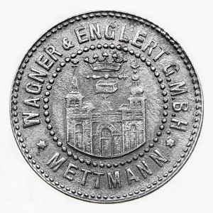 Аверс монеты Германия, 10 пфеннигов, 1920, Частный выпуск - Горно-металлургический завод. Железо, магнетик /серый цвет/