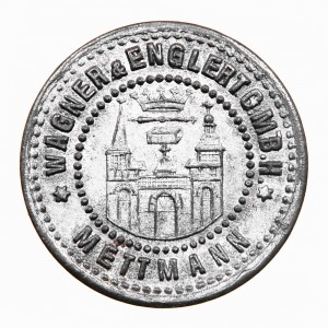 Аверс монеты Германия, 50 пфеннигов, 1918, Частный выпуск - Горно-металлургический завод. Цинк /серый цвет/. С "G.M.B.H"