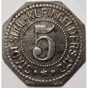 Аверс монеты Германия, 5 пфеннигов, 1917, Железо, магнетик. Форма - 8-угольник