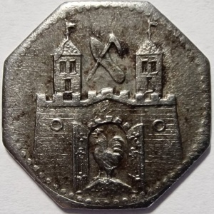 Реверс монеты Германия, 5 пфеннигов, 1917, Железо, магнетик. Форма - 8-угольник