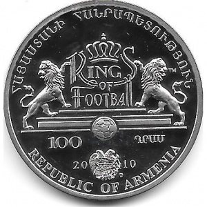 Аверс монеты Армения, 100 драмов, 2010, Марио Кемпес
