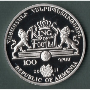 Аверс монеты Армения, 100 драмов, 2011, Мишель Платини