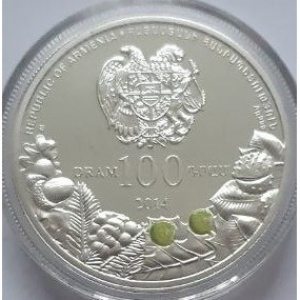 Аверс монеты Армения, 100 драмов, 2014, Старейшие деревья в мире - Схторашенский платан