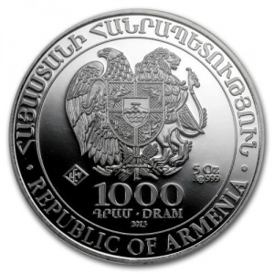 Аверс монеты Армения, 1000 драмов, 2012-2021, Ноев ковчег