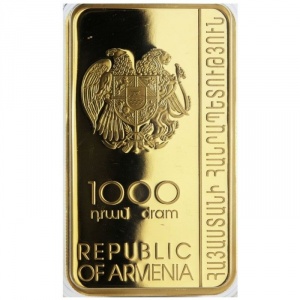 Аверс монеты Армения, 1000 драмов, 2014, Десница Св. Григория Просветителя