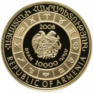 Аверс монеты Армения, 10.000 драмов, 2008, Рыбы