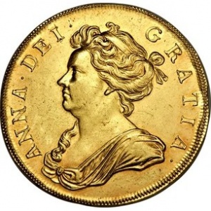 Аверс монеты Англия, 5 гиней, 1706