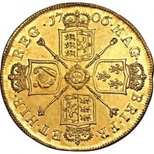 Реверс монеты Англия, 5 гиней, 1706