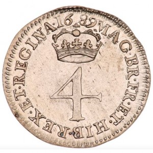 Реверс монеты Англия, 4 пенса, 1689-1694
