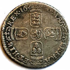 Реверс монеты Англия, 6 пенсов, 1695-1697