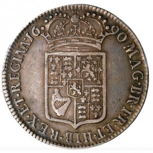 Реверс монеты Англия, ½ кроны, 1689-1690