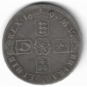 Реверс монеты Англия, 1 крона, 1695-1696