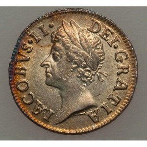 Аверс монеты Англия, 2 пенса, 1686-1688