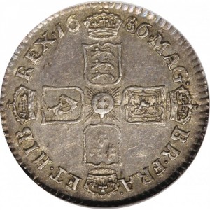 Реверс монеты Англия, 6 пенсов, 1686-1688