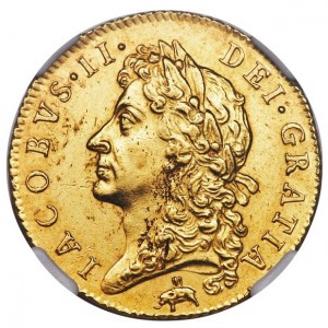 Аверс монеты Англия, 1 гинея, 1685-1686