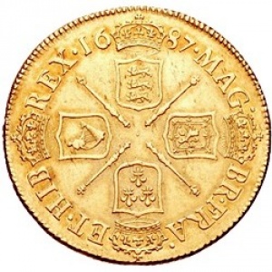 Реверс монеты Англия, 2 гинеи, 1687-1688