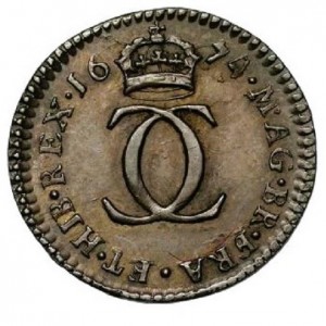Реверс монеты Англия, 2 пенса, 1668-1684